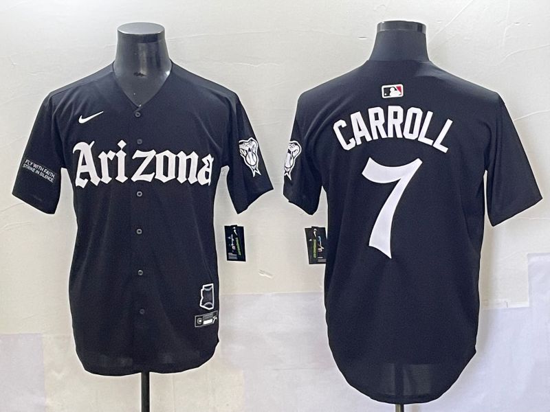 Men 2025 Arizona Diamondback #7 Carroll Black Five generations Joint Name Nike MLB Jersey style 3